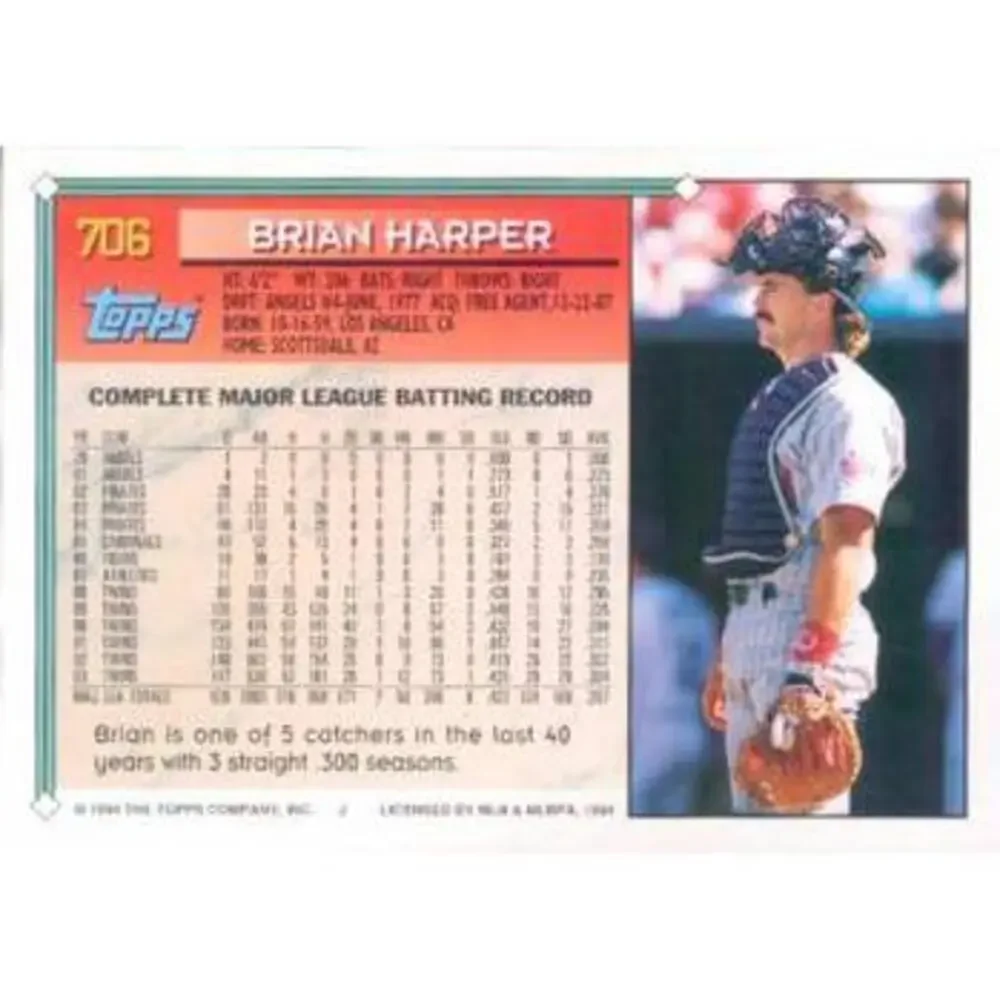 1994 Topps Brian Harper # 706 Minnesota Twins